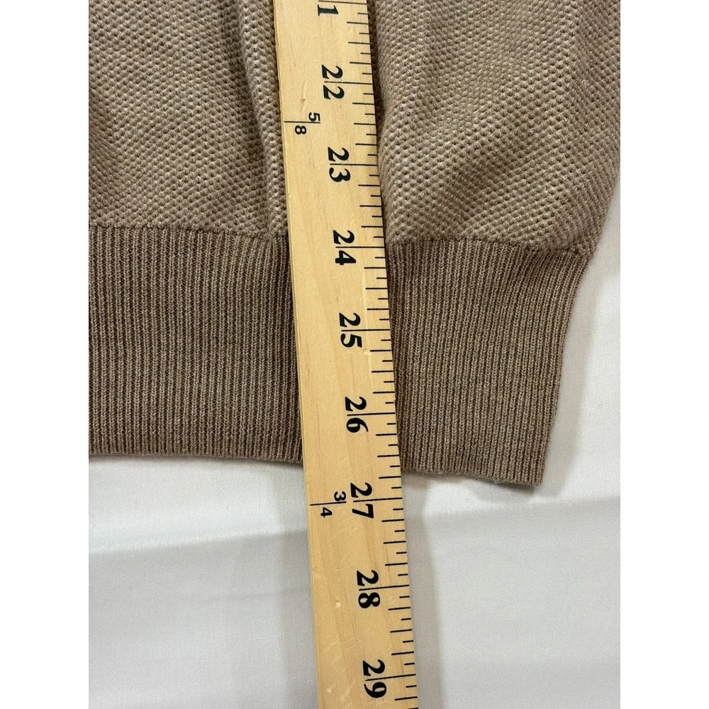 Polo Ralph Lauren Mens Large Tan Pima Cotton Textured Quarter Zip Sweater L